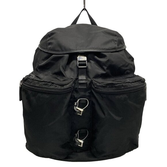 PRADA - Black Nylon Saffiano Leather Backpack 656-073125 - Picture 1 of 13